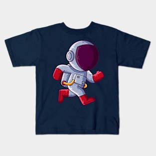 Cute Astronaut Running Cartoon Kids T-Shirt